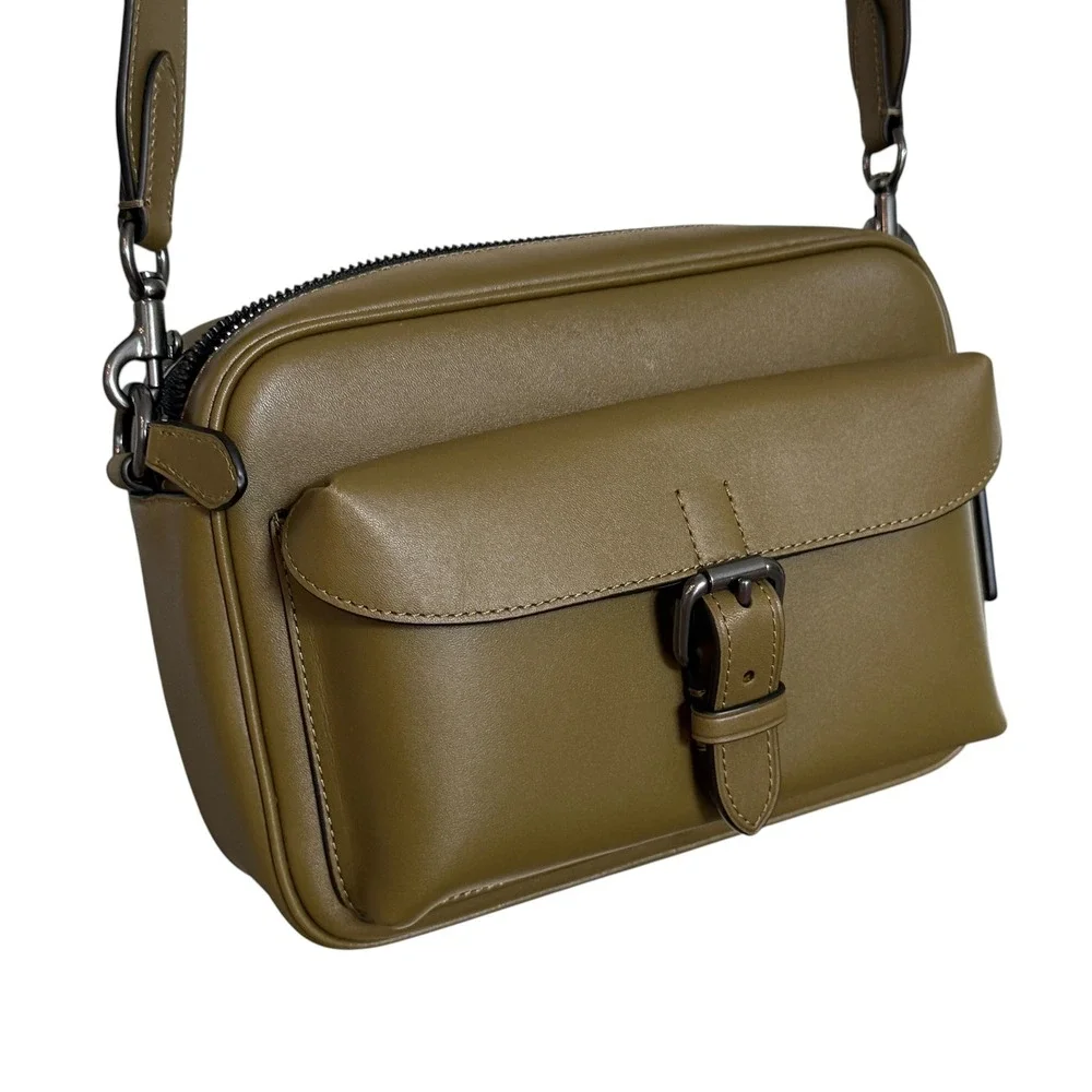 Coach Olive Green Glovetanned Leather Crossbody Bag Gunmetal Hardware